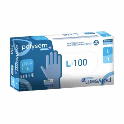 Polysem Nitril onderzoekshandschoenen blauw maat L Polysem Nitril onderzoekshandschoenen blauw maat L