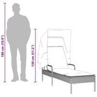 Ligbedden 2 st met luifels en tafel poly rattan zwart - thumbnail