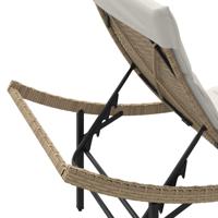 Ligstoelen 2 st met kussens poly rattan beige - thumbnail