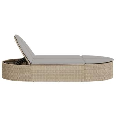Ligbed 2-persoons met kussens poly rattan beige Ligbed 2-persoons met kussens poly rattan beige