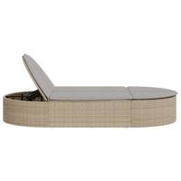 Ligbed 2-persoons met kussens poly rattan beige - thumbnail
