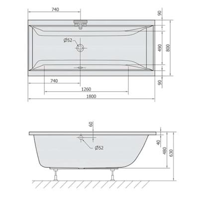Ligbad Polysan Cleo Inbouw 180x80x48 cm Wit Polysan Ligbad Polysan Cleo Inbouw 180x80x48 cm Wit Polysan