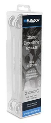 Matador Schraubwerkzeuge 02519050 Dubbele open ringsleutel 5-delig Sleutelbreedte (metrisch) 8 - 22 mm Matador Schraubwerkzeuge 02519050 Dubbele open ringsleutel 5-delig Sleutelbreedte (metrisch) 8 - 22 mm