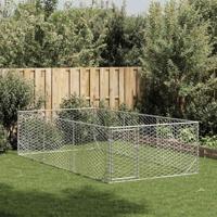 Hondenkennel voor buiten met deur 2x4x1 m gegalvaniseerd staal - thumbnail