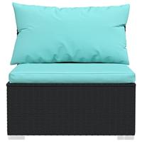 2-delige Loungeset met kussens poly rattan zwart - thumbnail