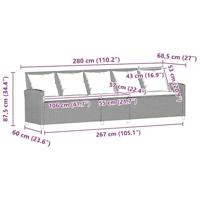 Tuinbank 5-zits met kussens poly rattan beige - thumbnail