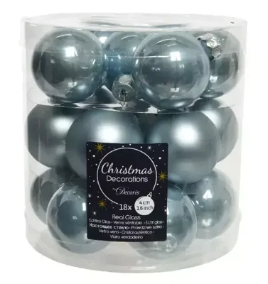 Decoris kerstballen glas mistblauw 4cm 18st Decoris kerstballen glas mistblauw 4cm 18st