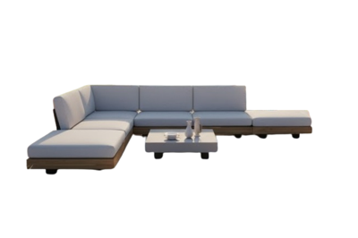 Los Angeles lounge corner set 7pcs anthracite alu/acacia teak look Eurofar - Eurofar Los Angeles lounge corner set 7pcs anthracite alu/acacia teak look Eurofar - Eurofar