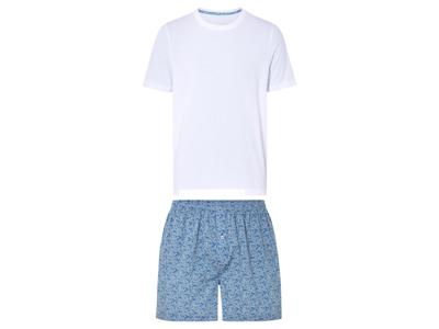 LIVERGY Korte heren pyjama (Wit/blauw, M)