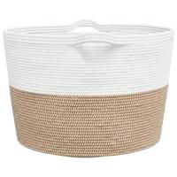 Wasmand 60x36 cm katoen bruin en wit - thumbnail