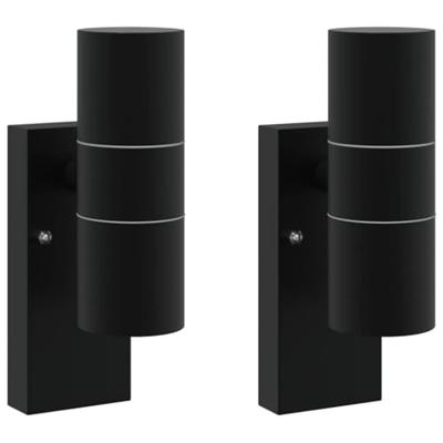 VidaXL Buiten wandlamp 2 pcs zwart 7 x 10 x 22 cm rvs en glas
