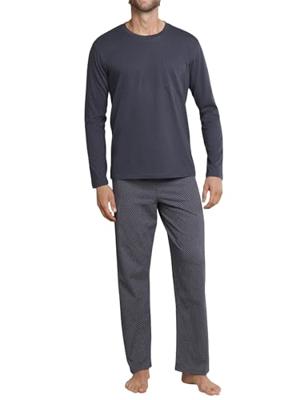 Heren pyjama Katoen - 159633 - Grijs - 100% katoenen basic mannen pyjama - Donkergrijs