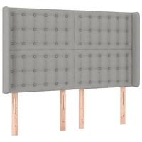 Hoofdbord met randen 147x16x118/128 cm stof lichtgrijs - thumbnail