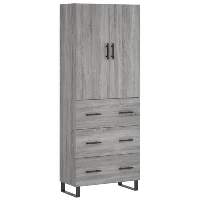 Hoge kast 69,5x34x180 cm bewerkt hout grijs sonoma eikenkleurig
