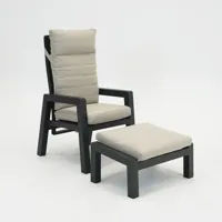 Valerio verstelbare stoel antraciet met hocker - thumbnail