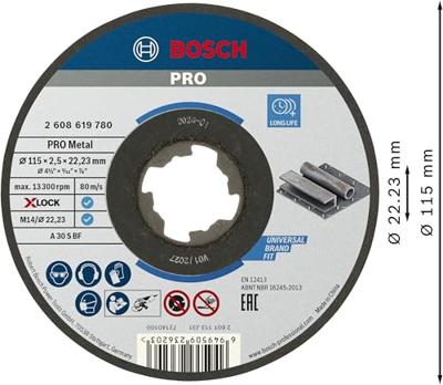 Bosch Accessoires Doorslijpschijf Metaal X-Lock 115X2.5mm - 2608619780 Bosch Accessoires Doorslijpschijf Metaal X-Lock 115X2.5mm - 2608619780