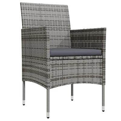 5-delige Tuinset met kussens grijs en zwart