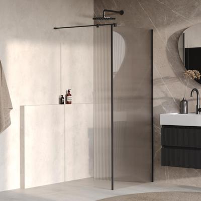 BRAUER Oblivion Flow inloopdouche helder ribbelglas 100x200 met zijwand 30 incl. glascoating Mat Zwart