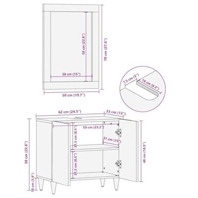Badkamerkastenset Wandgemonteerd 2 pcs Grijs Massief Mango Hout