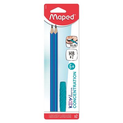 Grafietpotlood Maped Kidy Learn Concentration met kauwtopper set à 2 stuks blauw