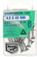 Sp.pl.schr.torx 4,0x40mm rvs 16st Deltafix - Deltafix - thumbnail