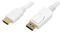 LogiLink CV0055 DisplayPort-kabel DisplayPort / HDMI Adapterkabel DisplayPort-stekker, HDMI-A-stekker 2.00 m Wit Vergulde steekcontacten - thumbnail