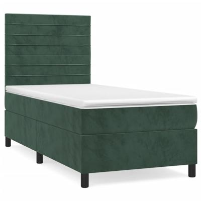 Boxspring met matras fluweel donkergroen 120x200 cm - thumbnail