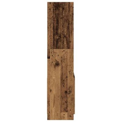 Hoge kast 63x33x140 cm bewerkt hout oud houtkleurig