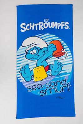 Smurfen Sea Sand strandlaken 70 x 140 cm polyester Smurfen Sea Sand strandlaken 70 x 140 cm polyester
