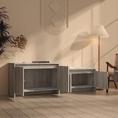 Tv-meubel 146,5x35x50 cm bewerkt hout grijs sonoma eikenkleurig