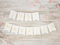 Letterslinger Just Married Wit - 155cm - thumbnail
