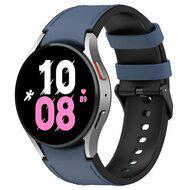 leer + siliconen bandje - Maat: small - Donkerblauw - Samsung Galaxy Watch 4 Classic - 42mm & 46mm