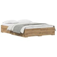 Bedframe met lades artisanaal eikenkleurig 140 x 200 cm - thumbnail