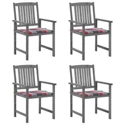 Tuinstoelen 4 st met kussens massief acaciahout grijs