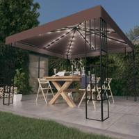 Prieel met LED-lichtslinger 3x3 m taupe - thumbnail
