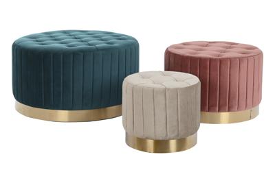 Voetensteun DKD Home Decor Groen Grijs Bordeaux Gouden Metaal Fluweel 80 x 80 x 45 cm