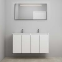 On-Line Badkamermeubelset - 120 cm - Voorgemonteerd - Greeploos 4 Deuren - Acryl Wastafel - 2 Kraangaten - Spiegel met LED-Verlichting - Hoogglans Wit - thumbnail