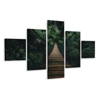 Schilderij - Touwbrug in de Jungle II, 5luik, premium print - thumbnail