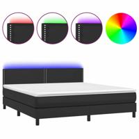 Boxspring met matras en LED kunstleer zwart 180x200 cm - thumbnail