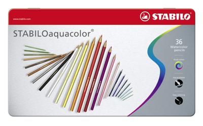 STABILO aquacolor - aquarel kleurpotlood - metalen set 36 st. STABILO aquacolor - aquarel kleurpotlood - metalen set 36 st.