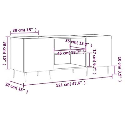 Platenkast 121x38x48 cm bewerkt hout betongrijs - thumbnail