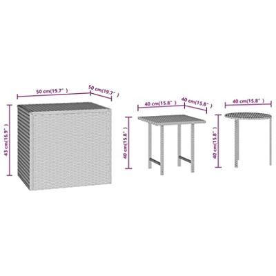 Bijzettafels 3 st poly rattan bruin Bijzettafels 3 st poly rattan bruin