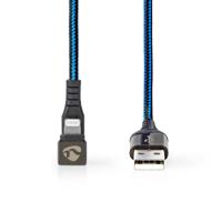 Nedis GCTB39300AL20 Data- En Oplaadkabel Usb-a Male Naar Apple Lightning 8-pins Male 180°-aansluiting Voor Gaming 2,0 M Rond Gevlochten Zwart-blauw - thumbnail