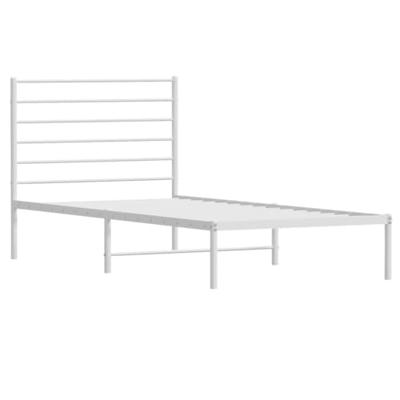Bedframe met hoofdbord metaal wit 80x200 cm Bedframe met hoofdbord metaal wit 80x200 cm