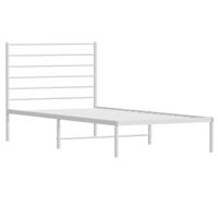 Bedframe met hoofdbord metaal wit 80x200 cm - thumbnail