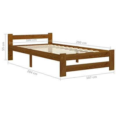 Bedframe massief grenenhout honingbruin 100x200 cm