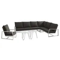 New Mauritius Loungeset + Loungestoel (incl. Cool-Salontafelset) - Wit - thumbnail