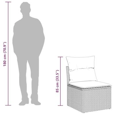 Tuinbankenset met kussen 6 pcs Zwart poly rattan