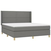 Boxspring met matras en LED stof donkergrijs 160x200 cm - thumbnail