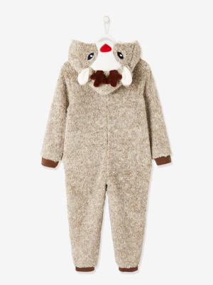 Onesie "Rendier" pluche-effect jongen mixed beige